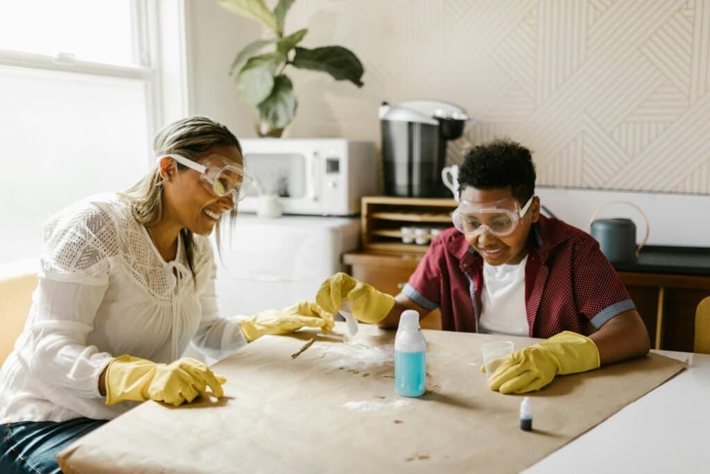 A parent and child engaged in a positive learning experience, illustrating the benefits of homeschooling in South Africa